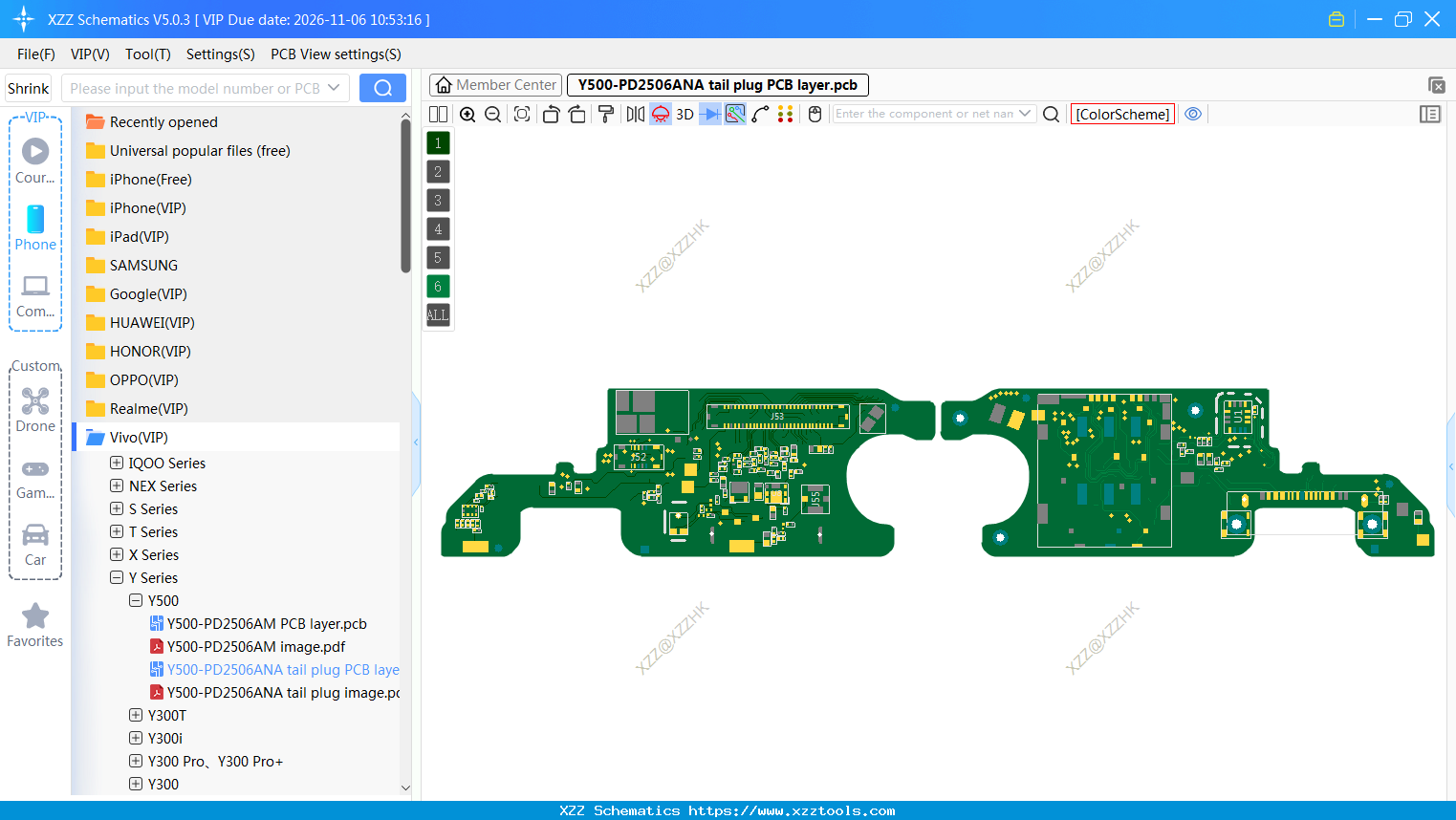 Y500-PD2506ANA Tail Plug PCB Layer